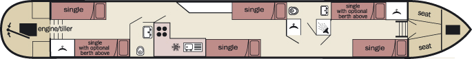 The layout of The Red Swallow6 Class canal boat